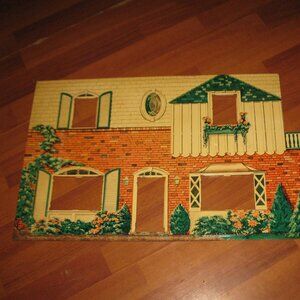 1950's T. Cohn Metal Litho Dollhouse Replacement Part: Front of House Wall
